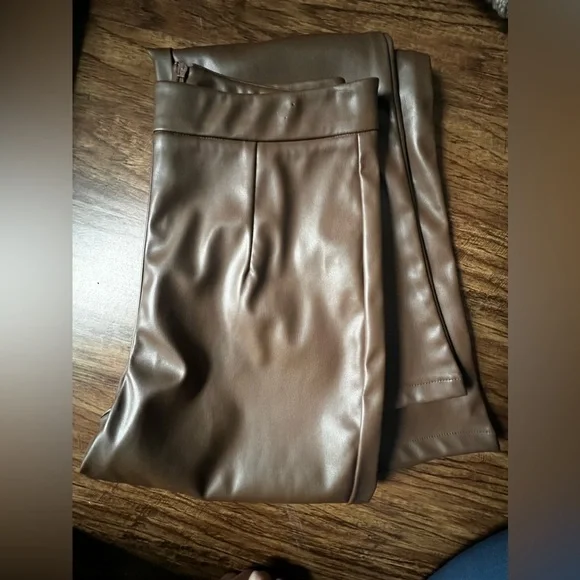 Princess Polly Viviene Brown High Waisted Leather Pant - Picture 3 of 5